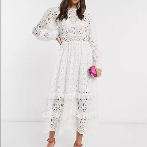 ASOS EDITION broderie midi dress with balloon sleeves